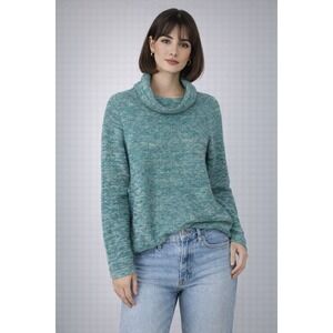 J. Jill Turquoise Marl Cowl Neck Long Sleeve Sweater Knit Top Women's